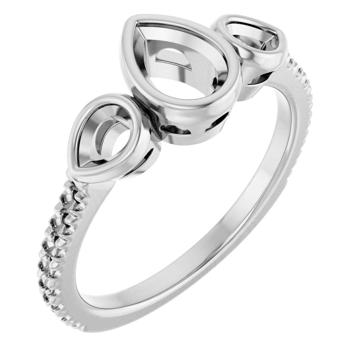 Bezel-Set Three-Stone Engagement Ring