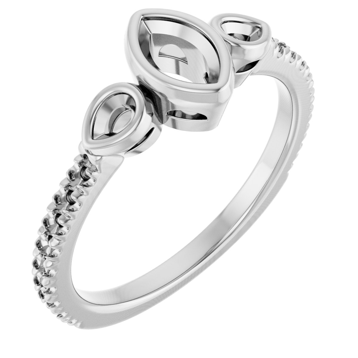 Bezel-Set Three-Stone Engagement Ring