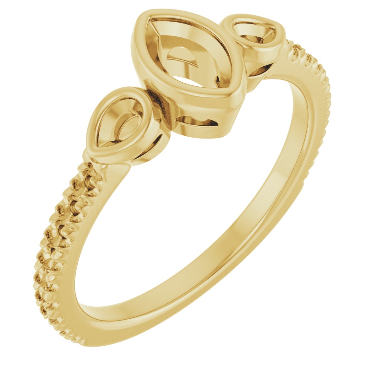 Bezel-Set Three-Stone Engagement Ring