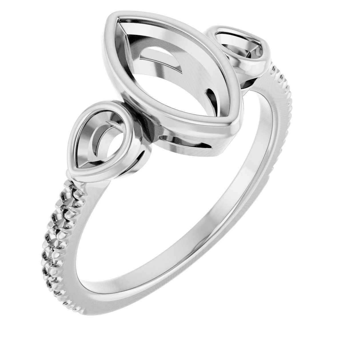 Bezel-Set Three-Stone Engagement Ring