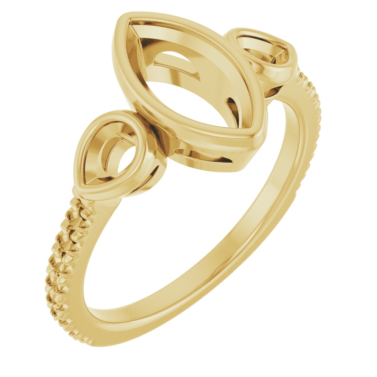 Bezel-Set Three-Stone Engagement Ring