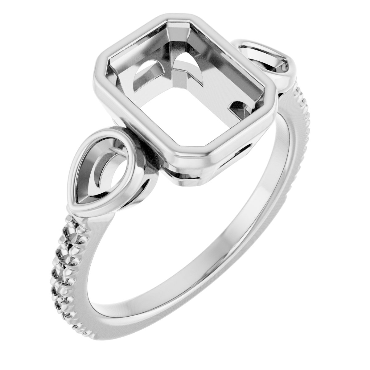 Bezel-Set Three-Stone Engagement Ring