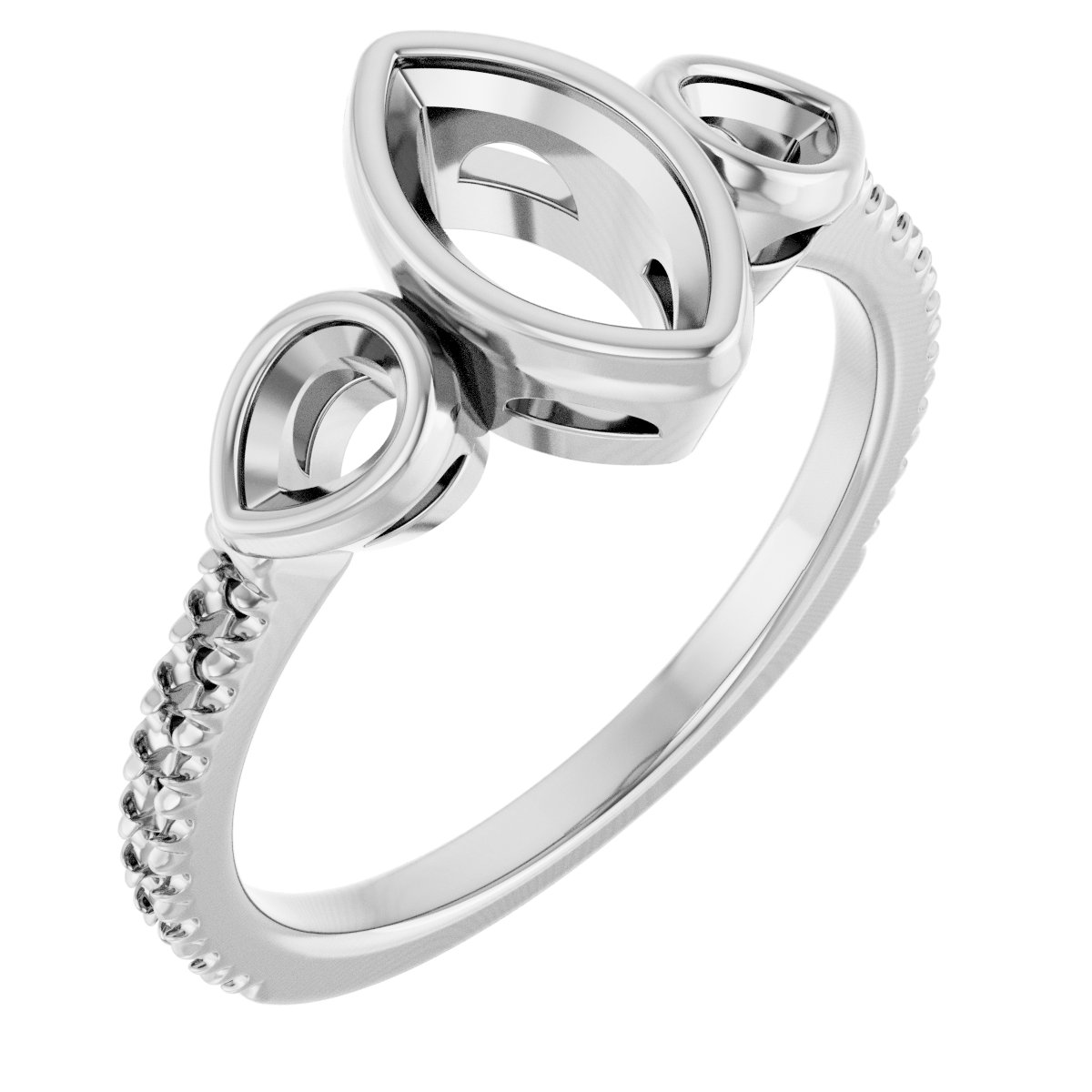 Bezel-Set Three-Stone Engagement Ring