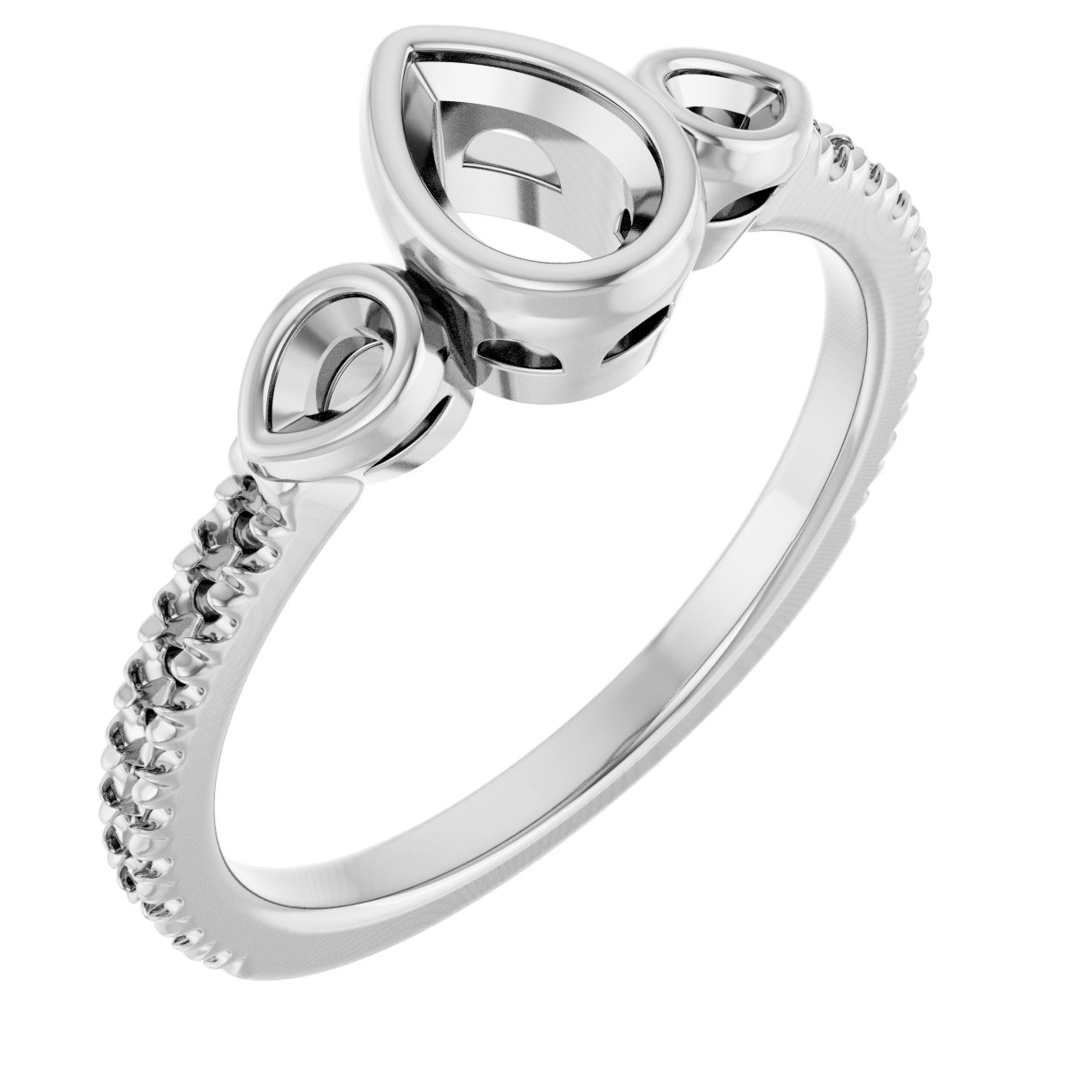 Bezel-Set Three-Stone Engagement Ring