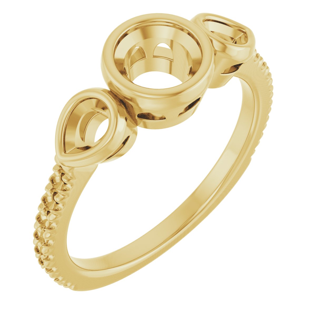 Bezel-Set Three-Stone Engagement Ring