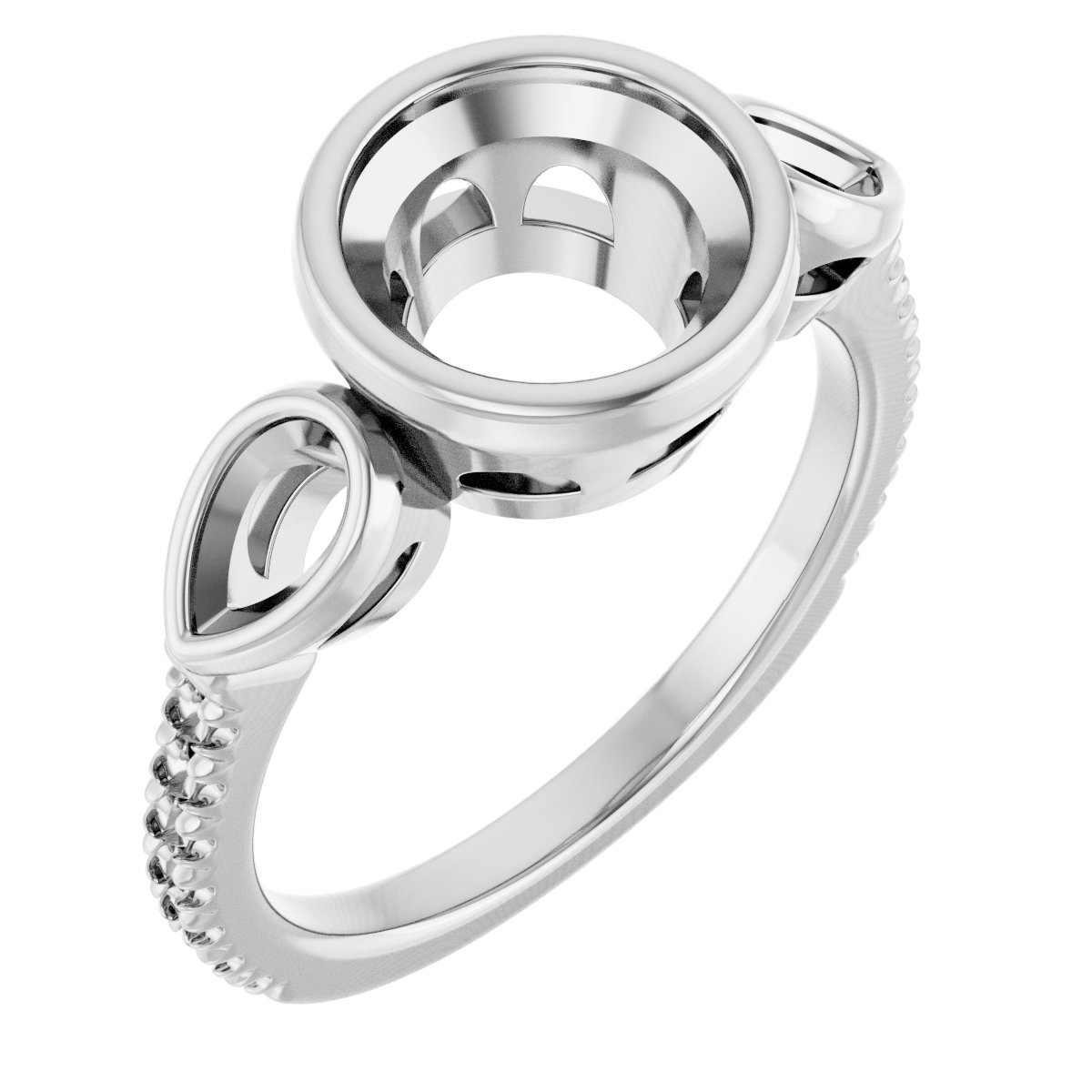 Bezel-Set Three-Stone Engagement Ring