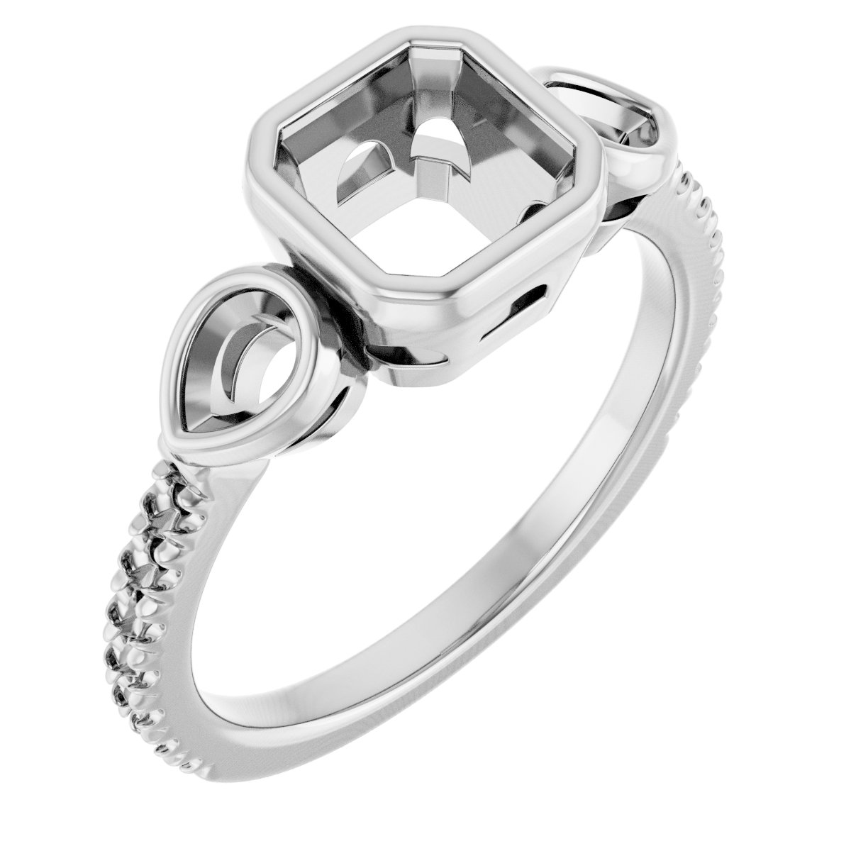 Bezel-Set Three-Stone Engagement Ring