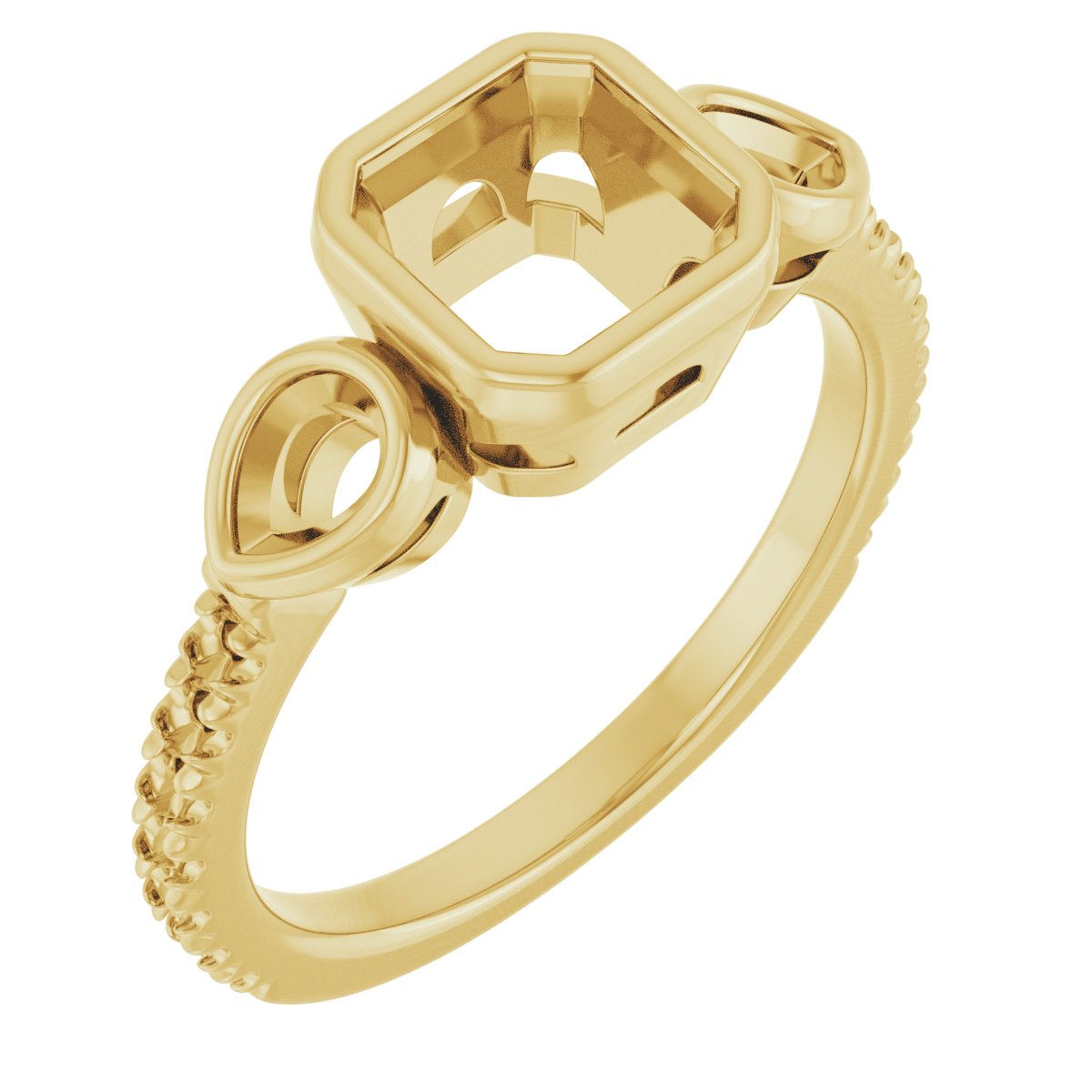 Bezel-Set Three-Stone Engagement Ring