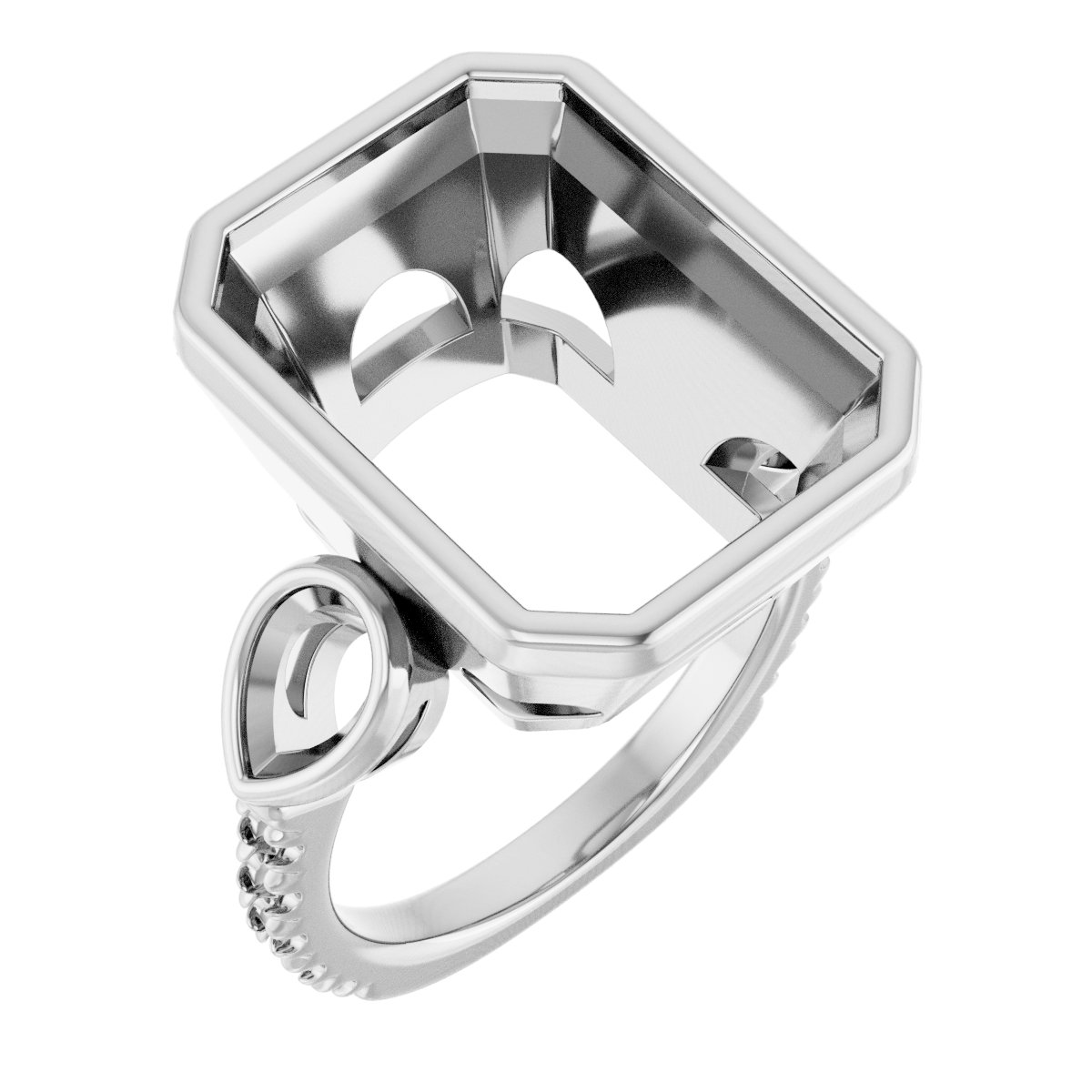 Bezel-Set Three-Stone Engagement Ring