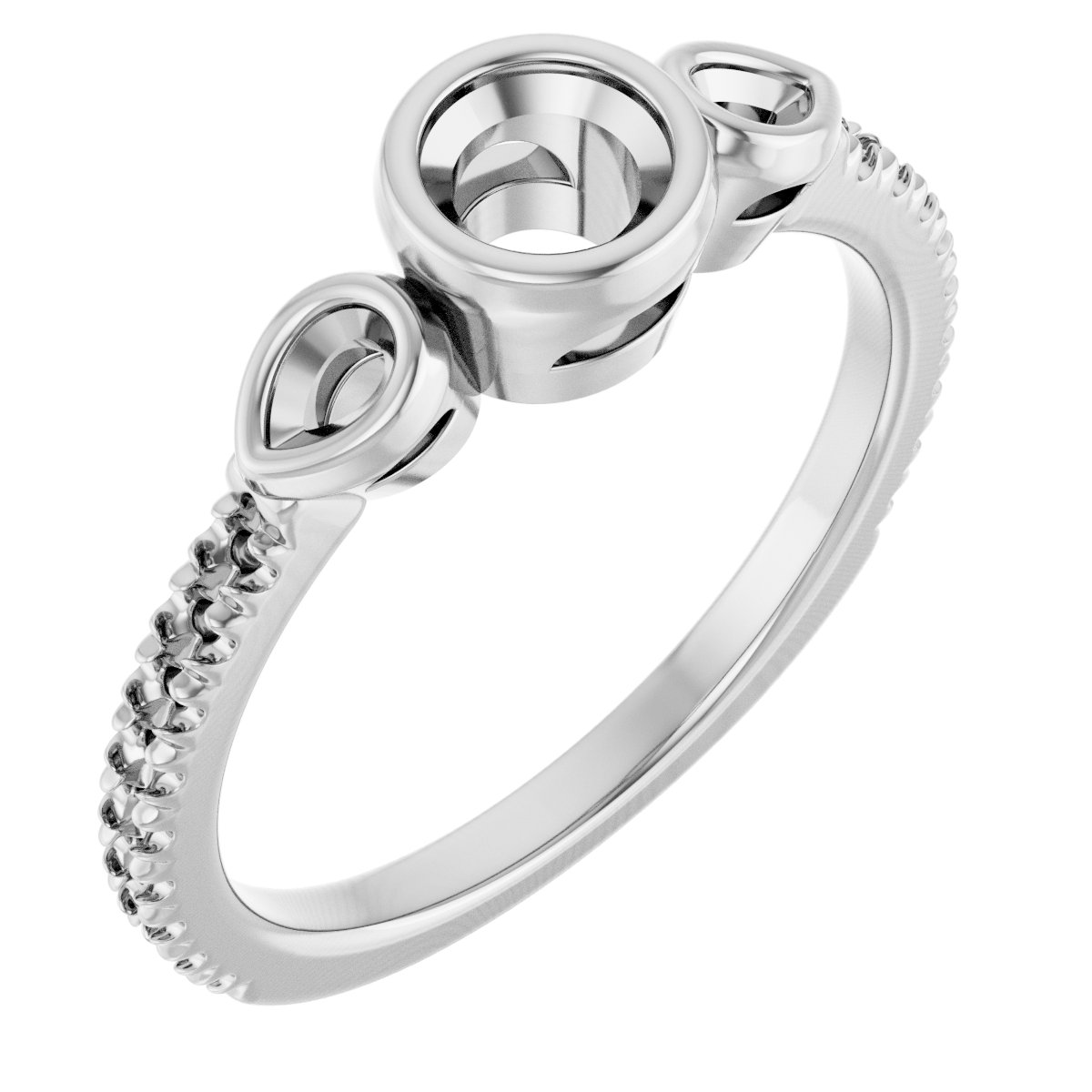 Bezel-Set Three-Stone Engagement Ring