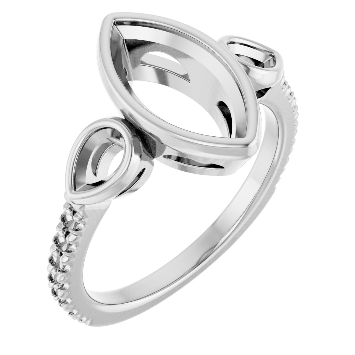 Bezel-Set Three-Stone Engagement Ring