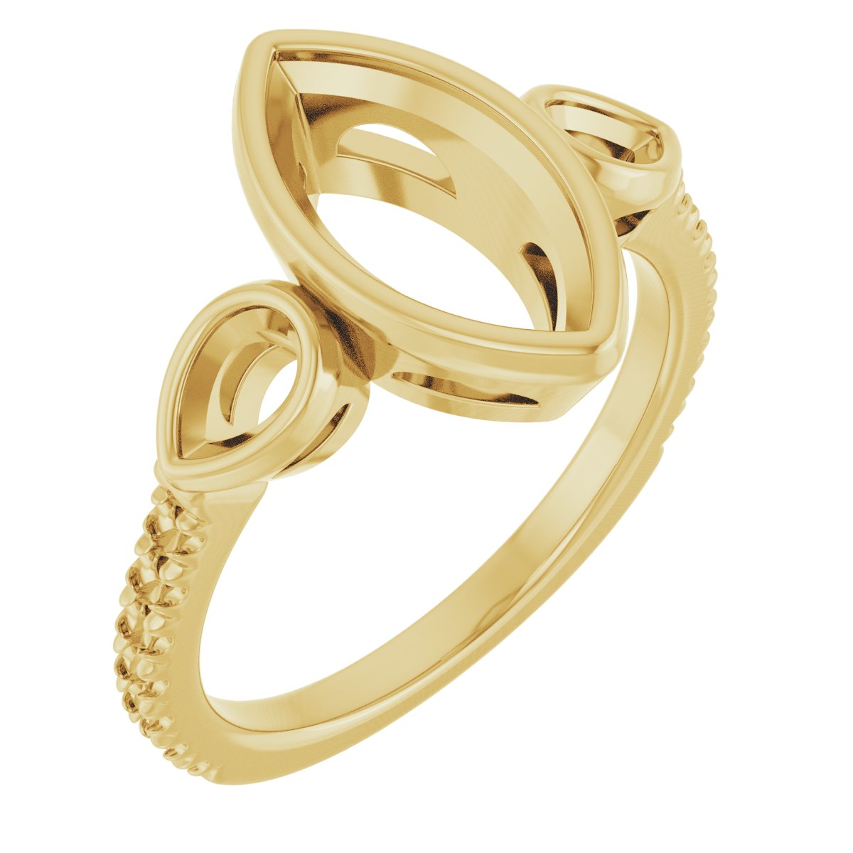 Bezel-Set Three-Stone Engagement Ring