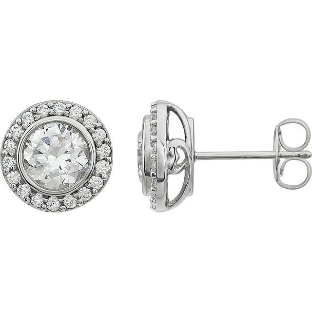 Sterling Silver 6 mm Round Cubic Zirconia Halo-Style Earrings