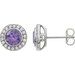 Sterling Silver 6 mm Round Purple Cubic Zirconia Halo-Style Earrings