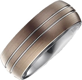 Tungsten 8.3 mm Grooved Band with Chocolate Immerse Plating Size 8