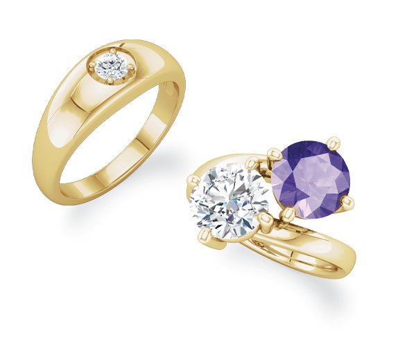 Gold and Rings with Diamonds and Gemstones