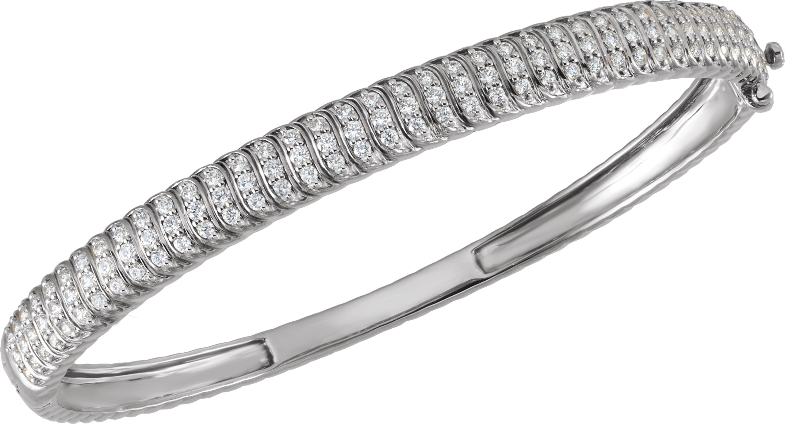 14K White Gold 1 3/8 CTW Lab-Grown Diamond Bangle 7 Bracelet