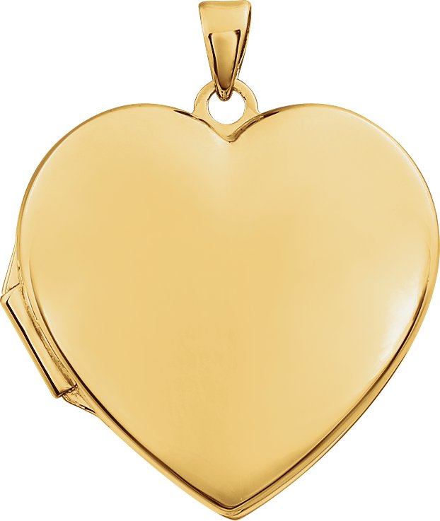 14K Yellow Engravable Heart Locket 