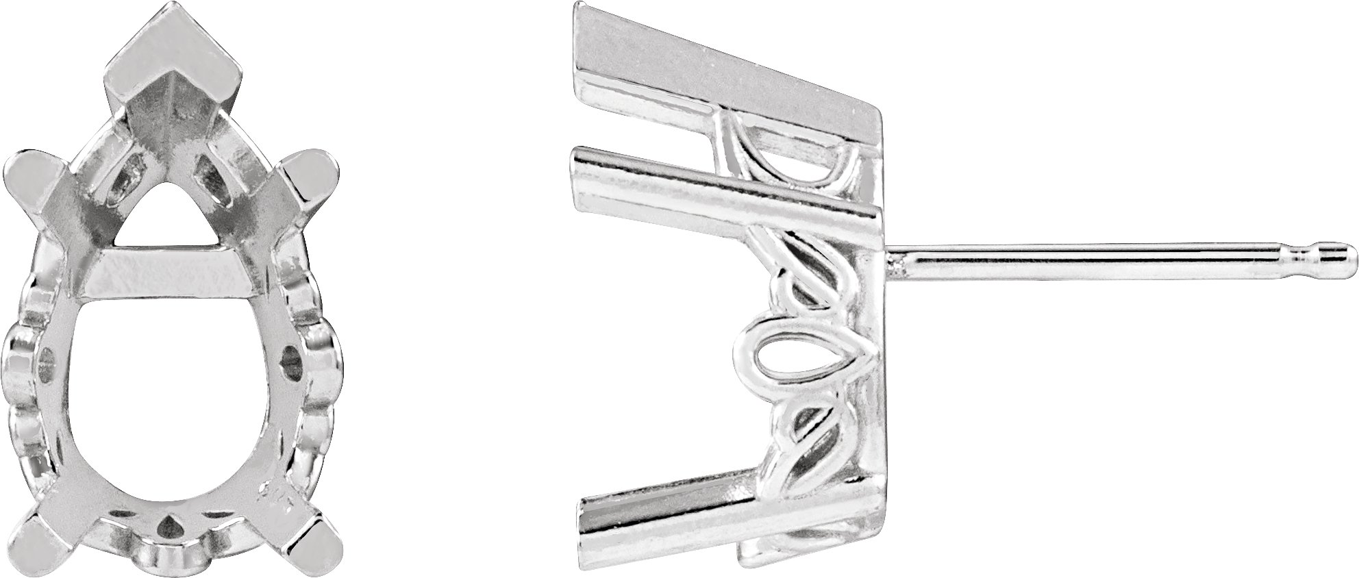 Pear V-End Scroll Setting® Earrings
