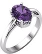 14K White Natural Amethyst Solitaire Ring