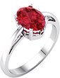 14K White Lab-Grown Ruby Solitaire Ring