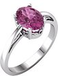 14K White Natural Pink Tourmaline Solitaire Ring