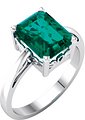 14K White Lab-Grown Emerald Scroll Setting® Ring