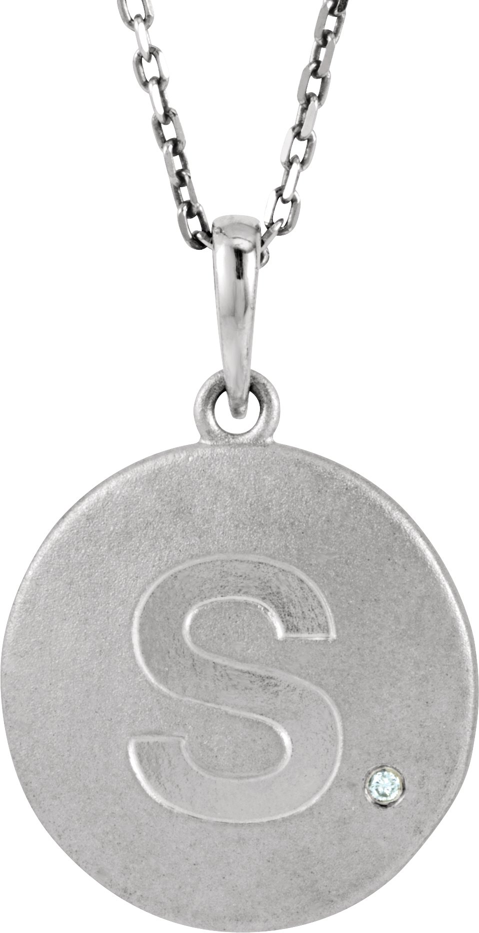 Sterling Silver .005 CTW Natural Diamond Initial S 18