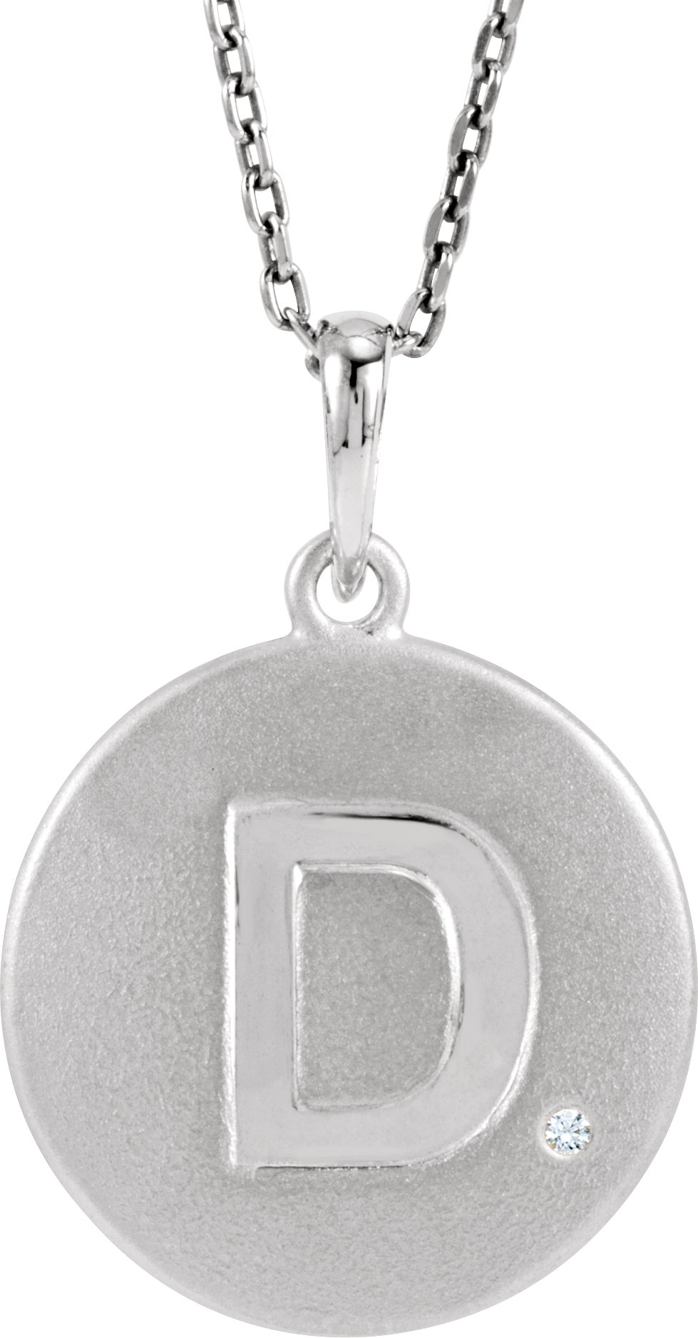 Sterling Silver .005 CTW Natural Diamond Initial D 18