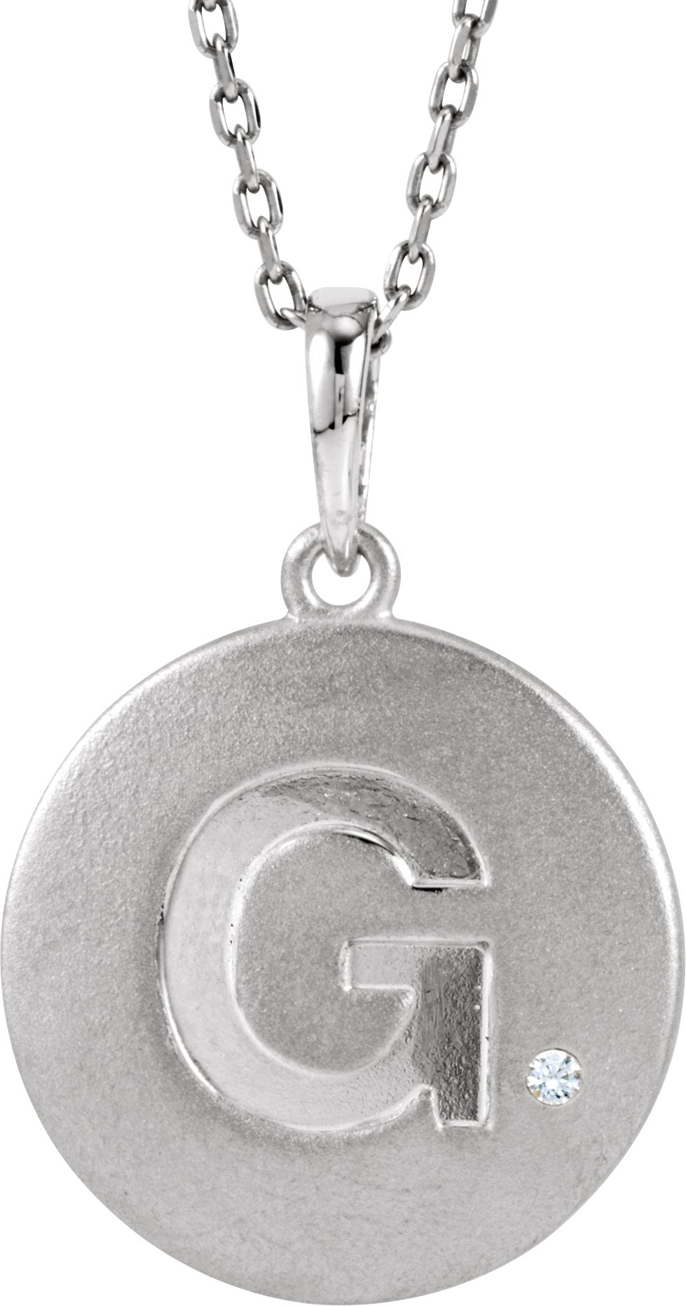 Sterling Silver .005 CTW Natural Diamond Initial G 18" Necklace