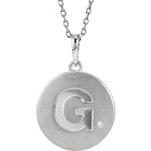 Sterling Silver .005 CTW Natural Diamond Initial G 18" Necklace