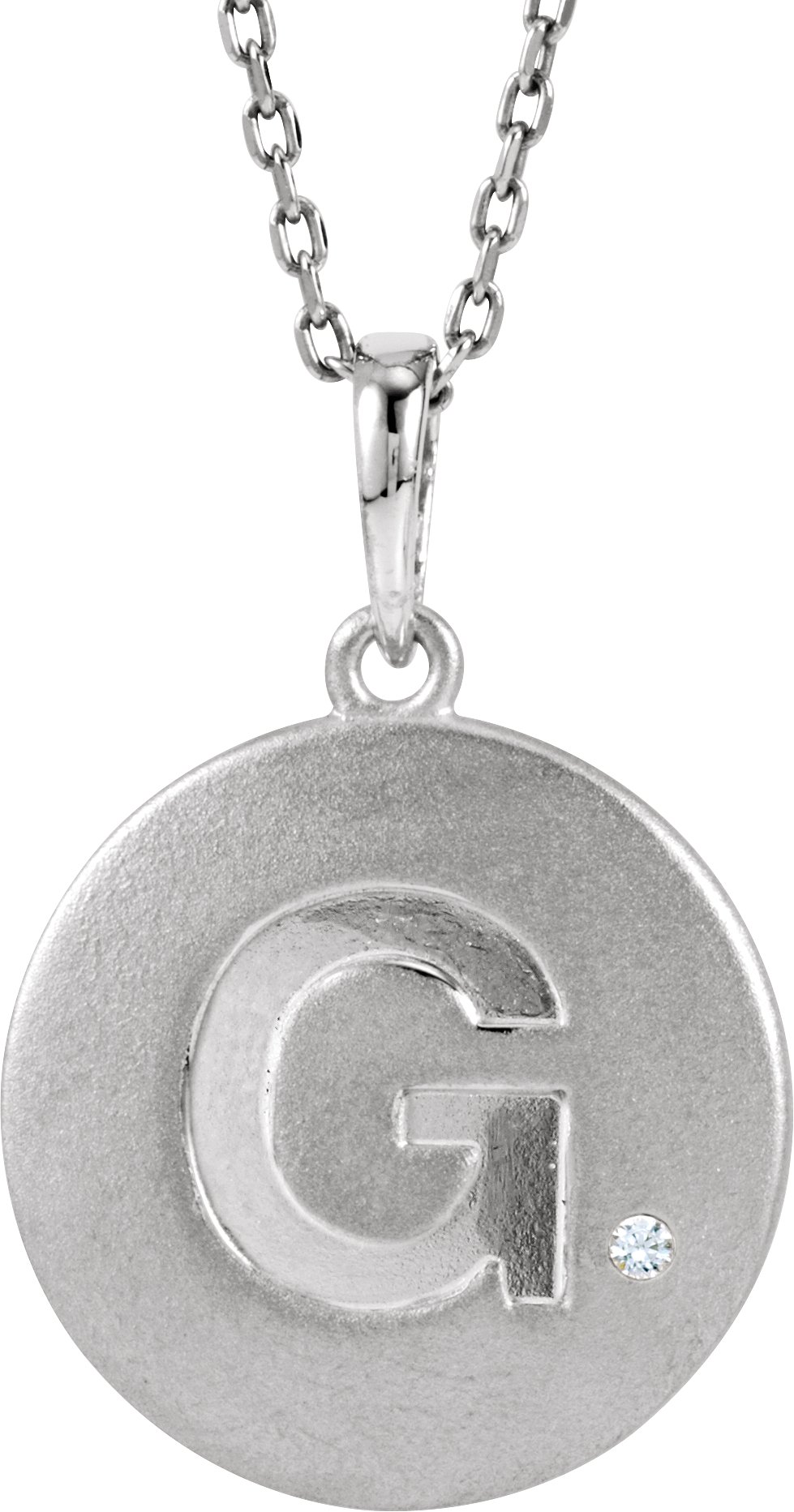 Sterling Silver .005 CTW Natural Diamond Initial G 18