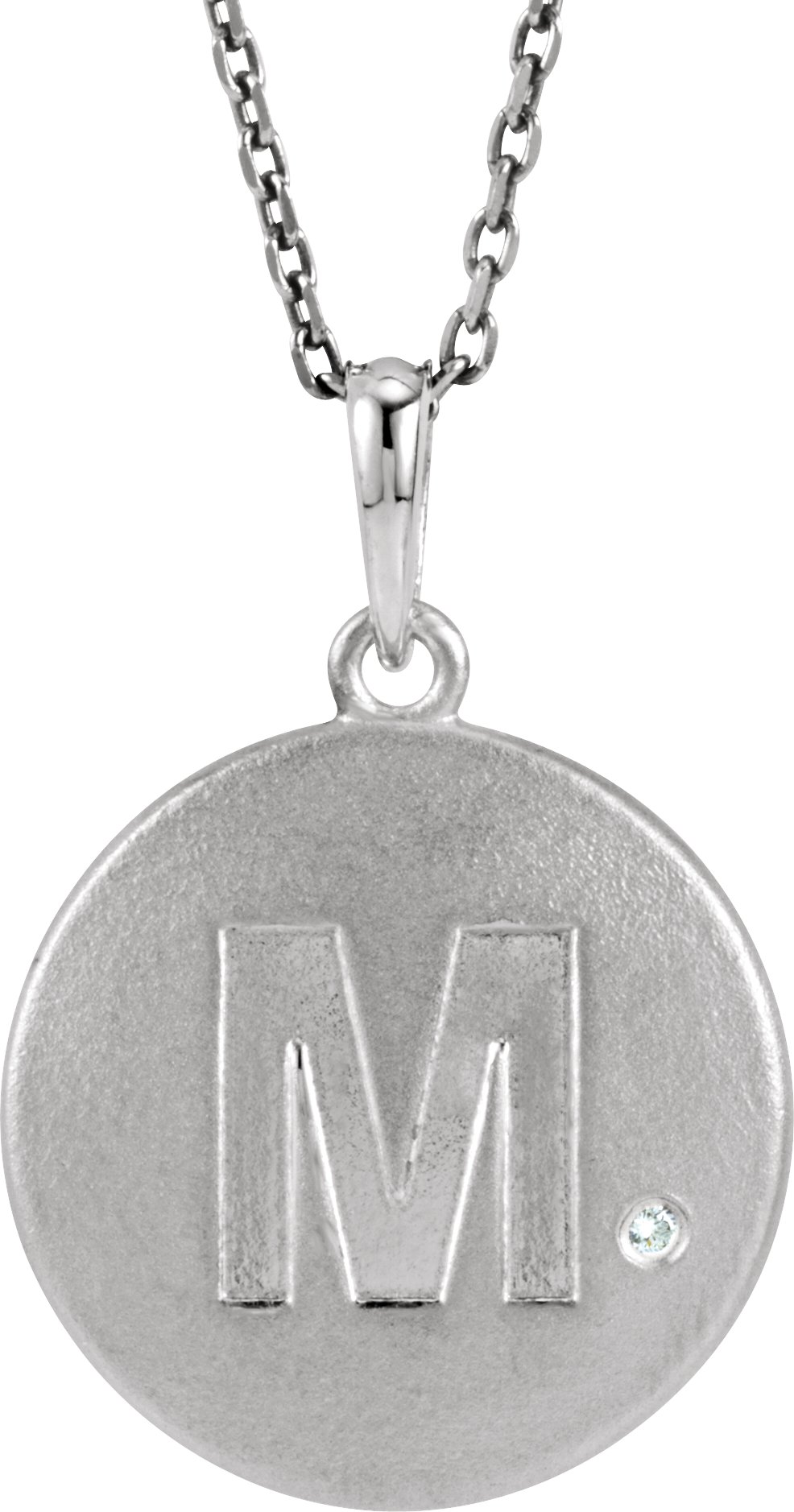 Sterling Silver .005 CTW Diamond Initial M 18" Necklace