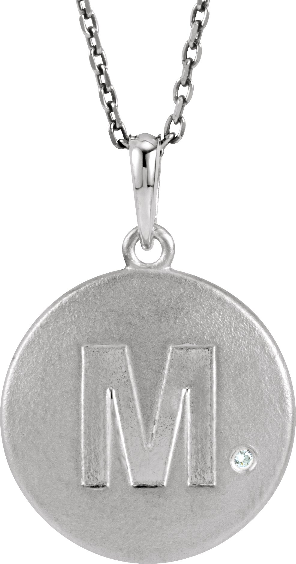 Sterling Silver .005 CTW Diamond Initial M 18