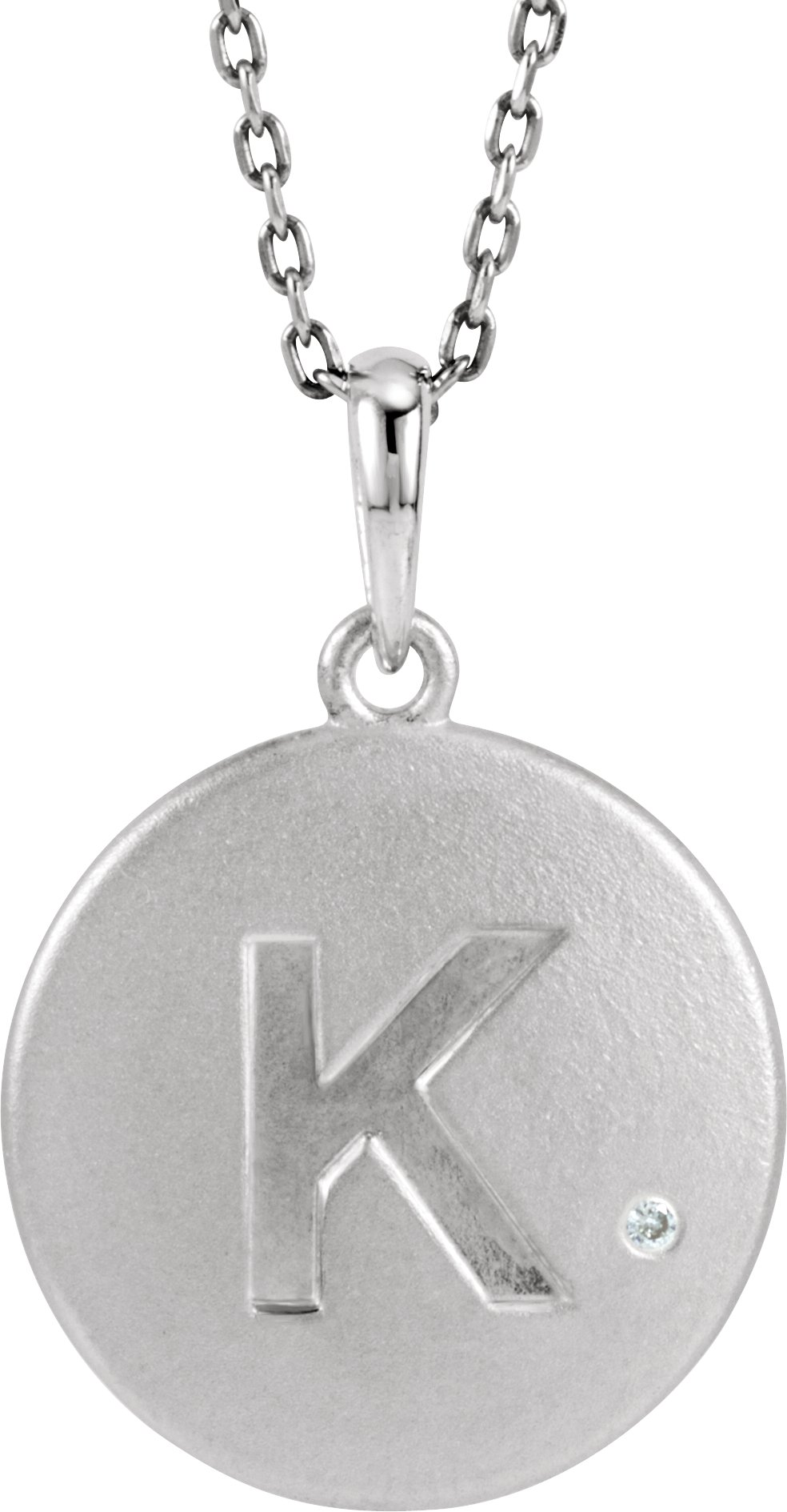 Sterling Silver .005 CTW Natural Diamond Initial K 18" Necklace