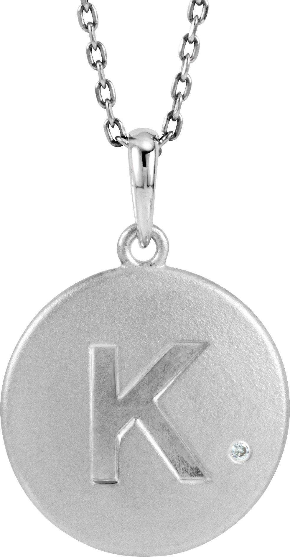 Sterling Silver .005 CTW Natural Diamond Initial K 18