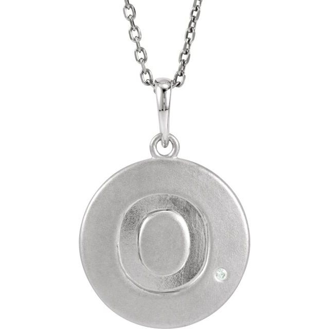 Sterling Silver .005 CTW Natural Diamond Initial O 18" Necklace
