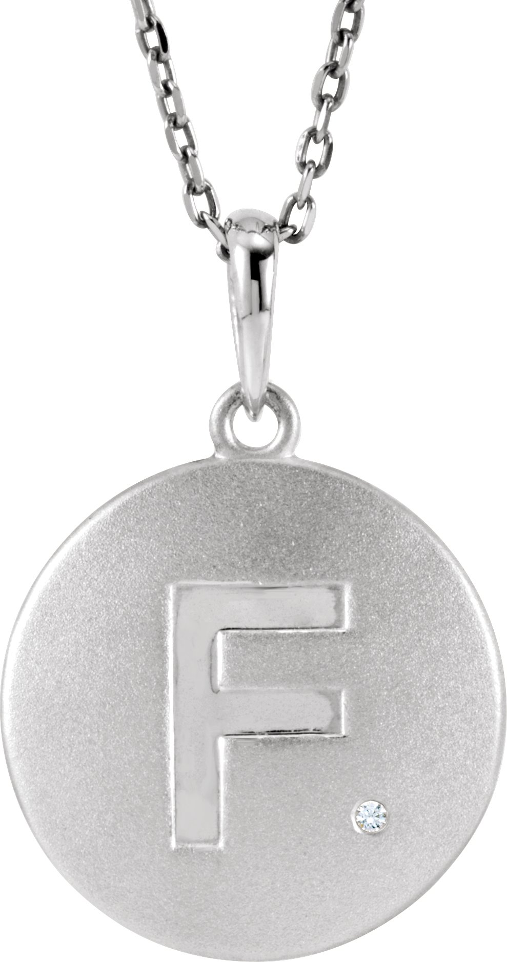 Sterling Silver .005 CTW Diamond Initial F 18 inch Necklace Ref. 4071959