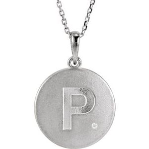 Sterling Silver .005 CTW Natural Diamond Initial P 18" Necklace