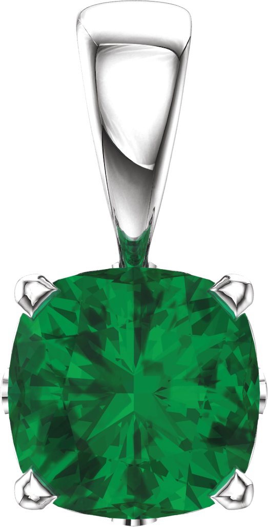 14K White Chatham Created Emerald Pendant Ref. 9411019