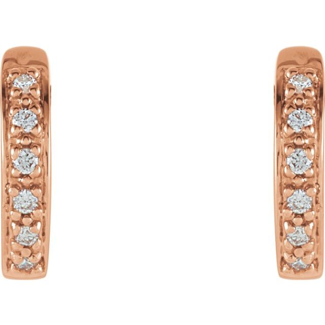 14K Rose 1/10 CTW Diamond Huggie Earrings