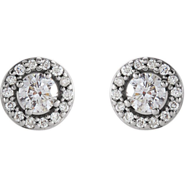14K White 1/4 CTW Diamond Halo-Style Earrings
