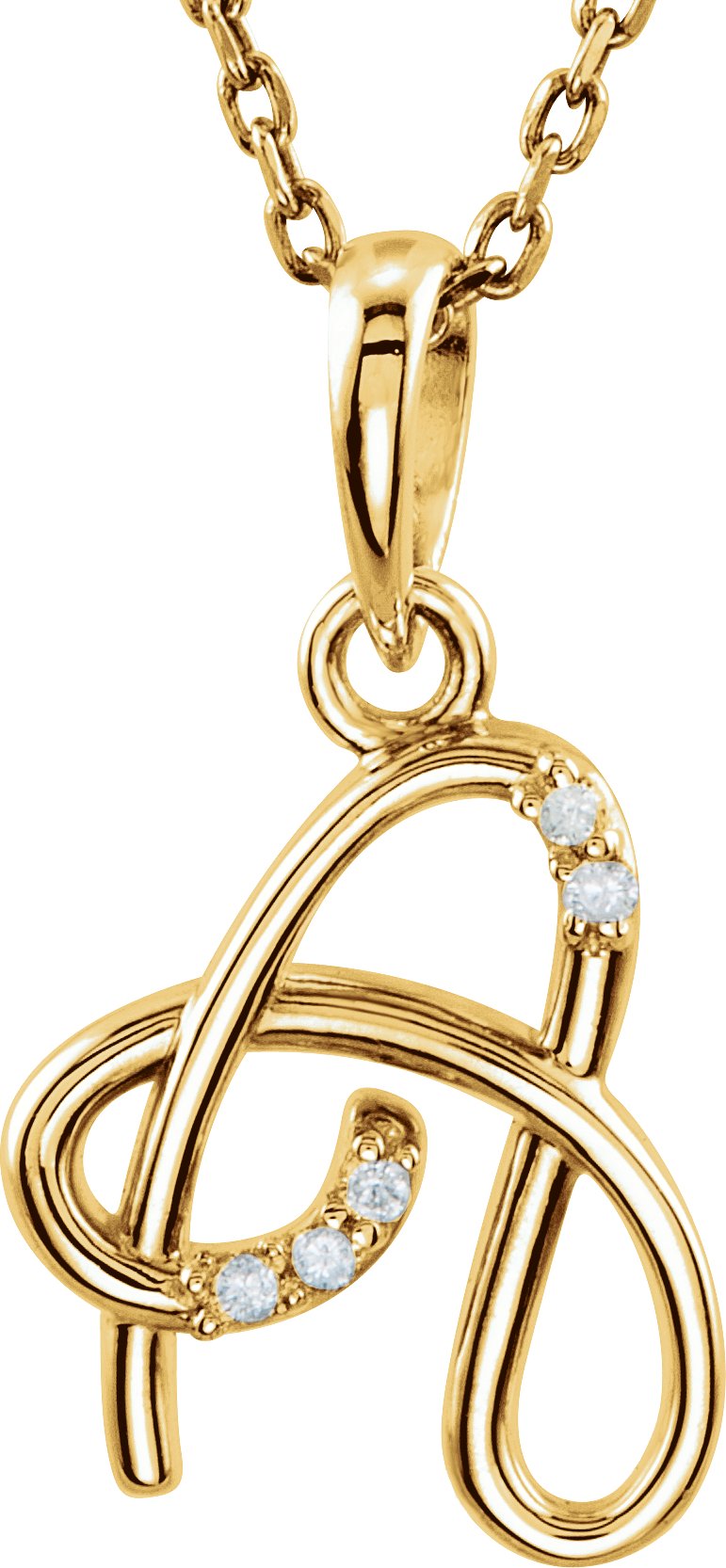 14K Yellow .02 CTW Diamond Initial A 18" Necklace
