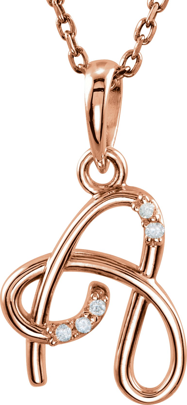 14K Rose .02 CTW Diamond Initial A 18 inch Necklace Ref. 6915991