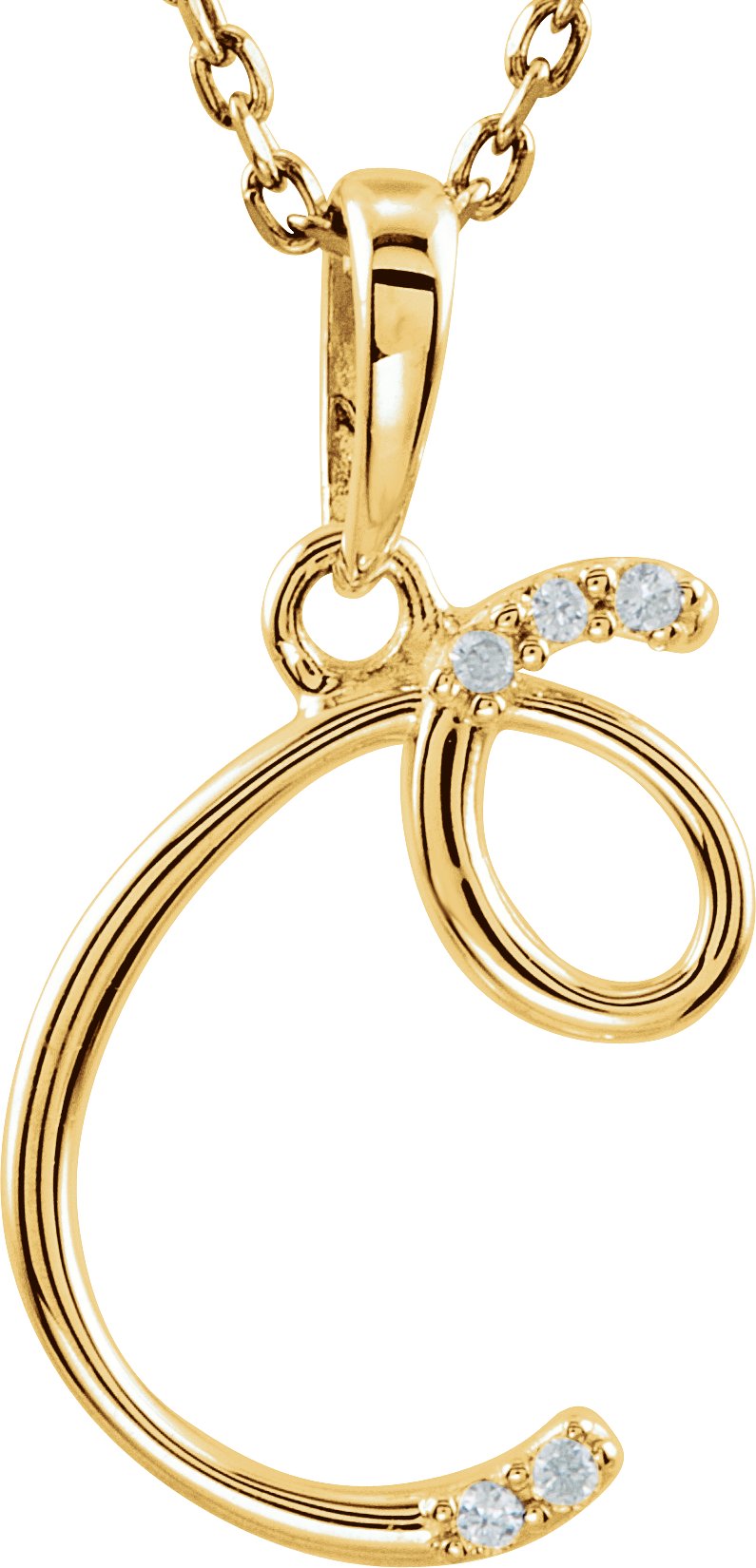 14K Yellow .02 CTW Diamond Initial C 18" Necklace