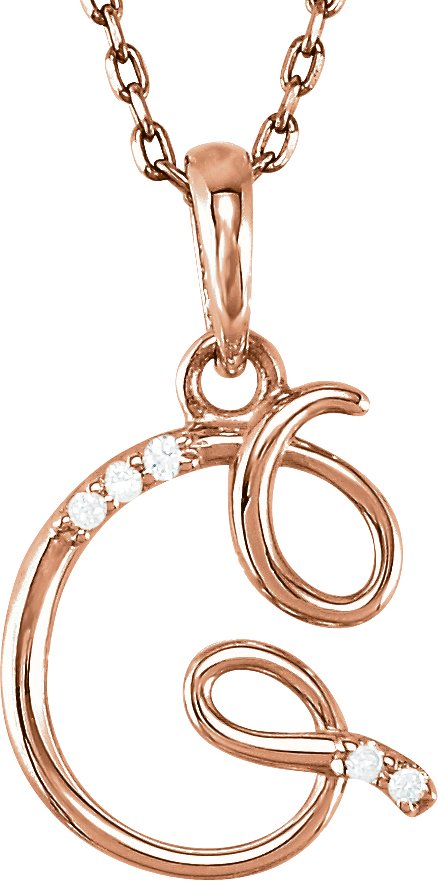 14K Rose .025 CTW Diamond Initial G 18 inch Necklace Ref. 7094953