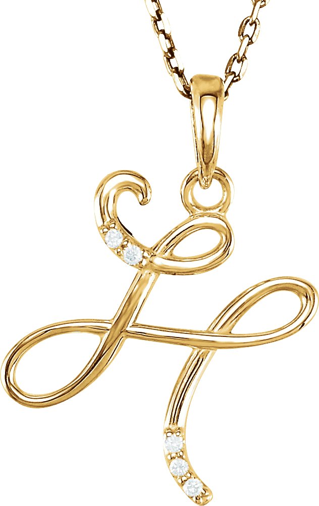 14K Yellow .025 CTW Diamond Initial H 18" Necklace