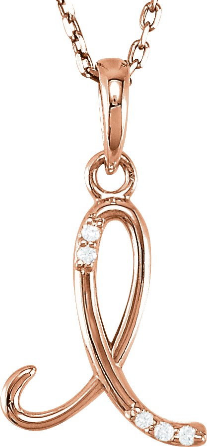 14K Rose .025 CTW Diamond Initial I 18 inch Necklace Ref. 6915987