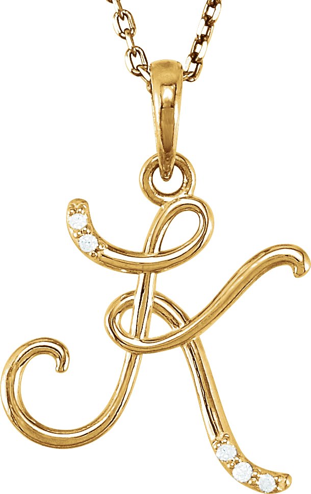 14K Yellow .025 CTW Diamond Initial K 18 Necklace