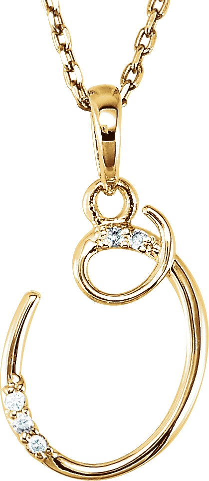 14K Yellow .025 CTW Natural Diamond Initial O 18" Necklace